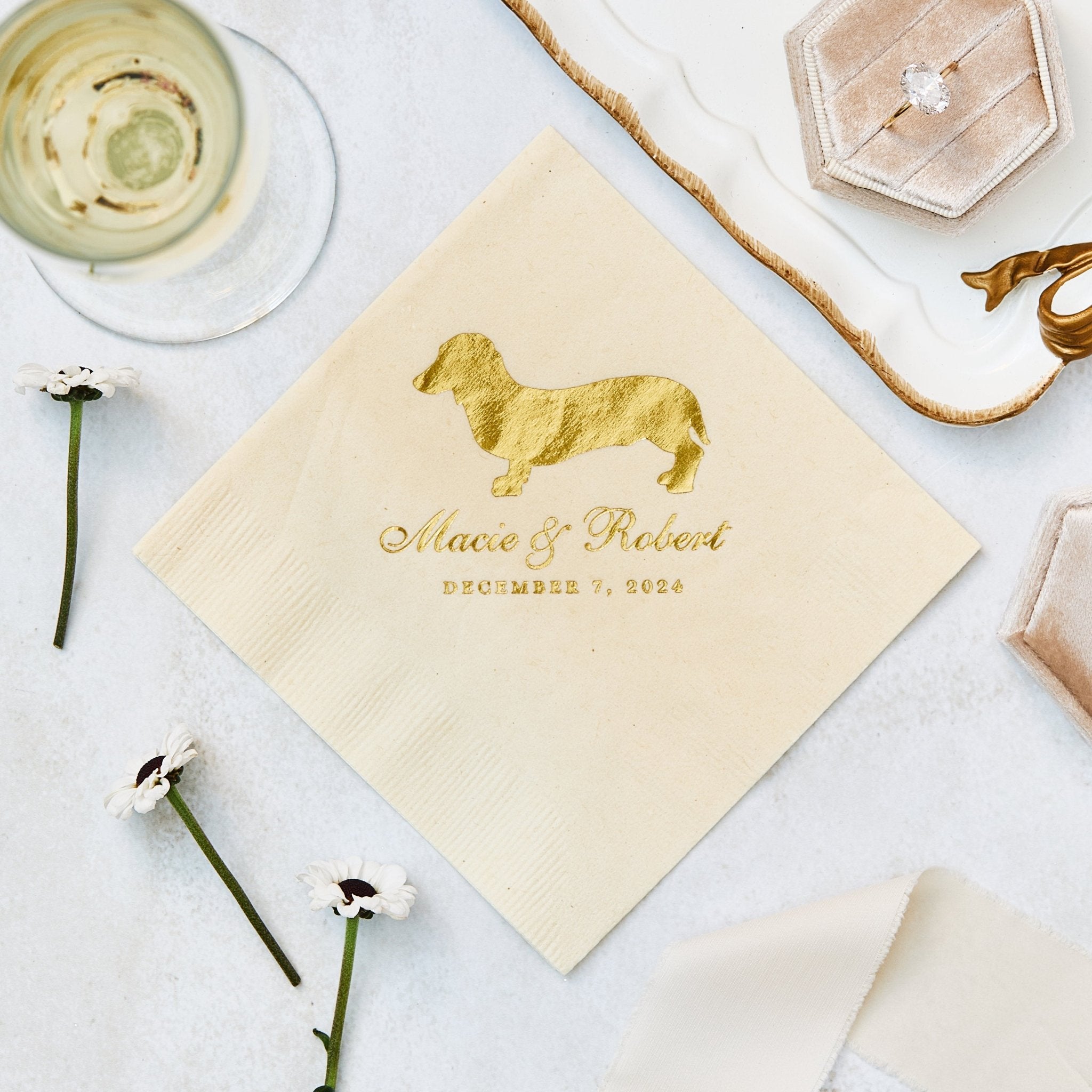 Wedding Pet Sketch Wedding Napkins