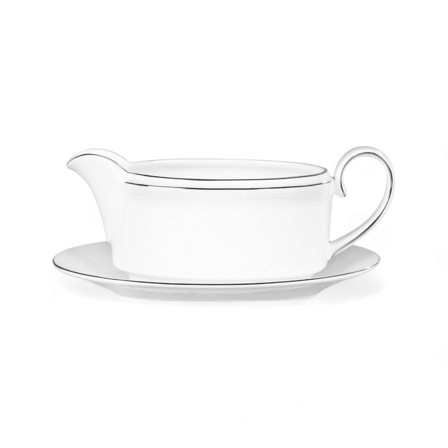 Wedgwood Vera Wang Blanc Sur Blanc Gravyboat with Stand