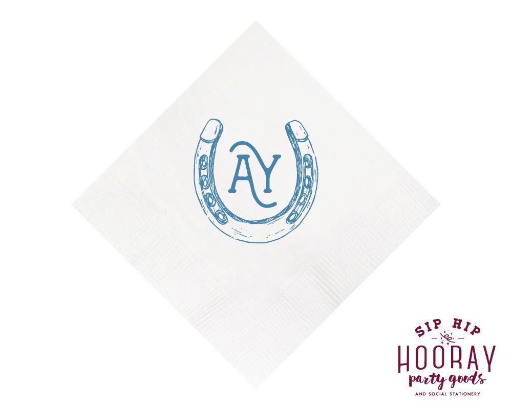 Western Hand Drawn Horseshoe Initials Napkins