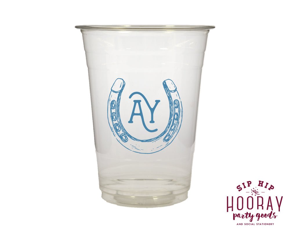 Western Hand Drawn Horseshoe Initials Soft Plastic Cups