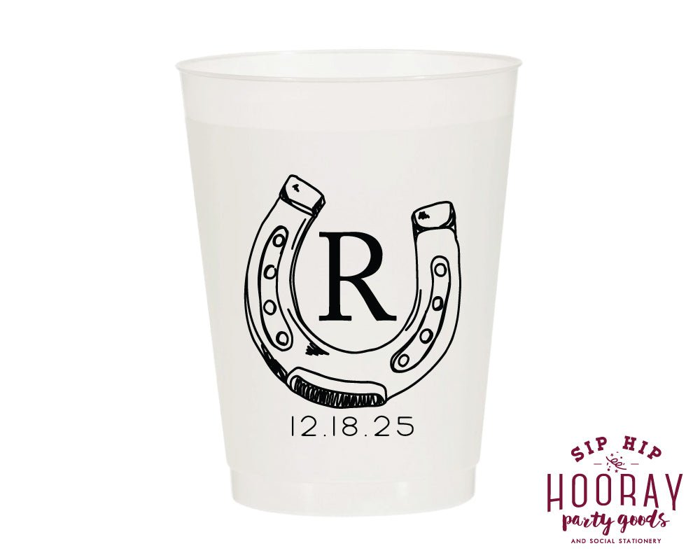 Western Horseshoe Initial Frosted Cups