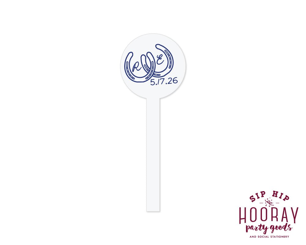 Western Horseshoe Initials Stir Sticks