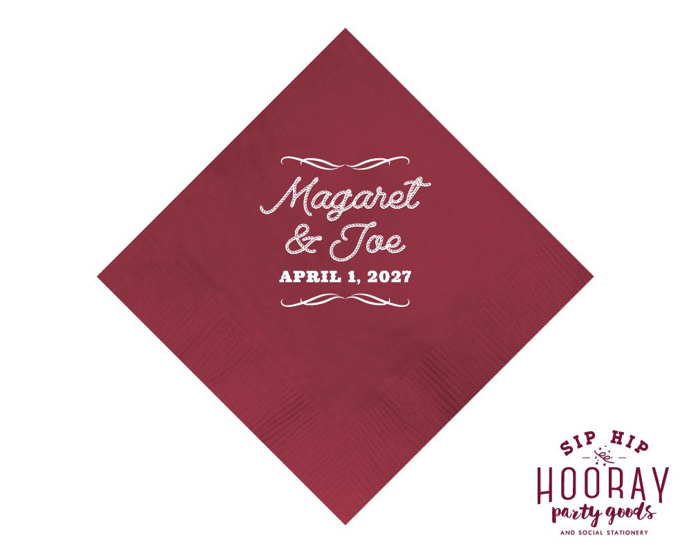 Western Wedding Custom Beverage Napkins