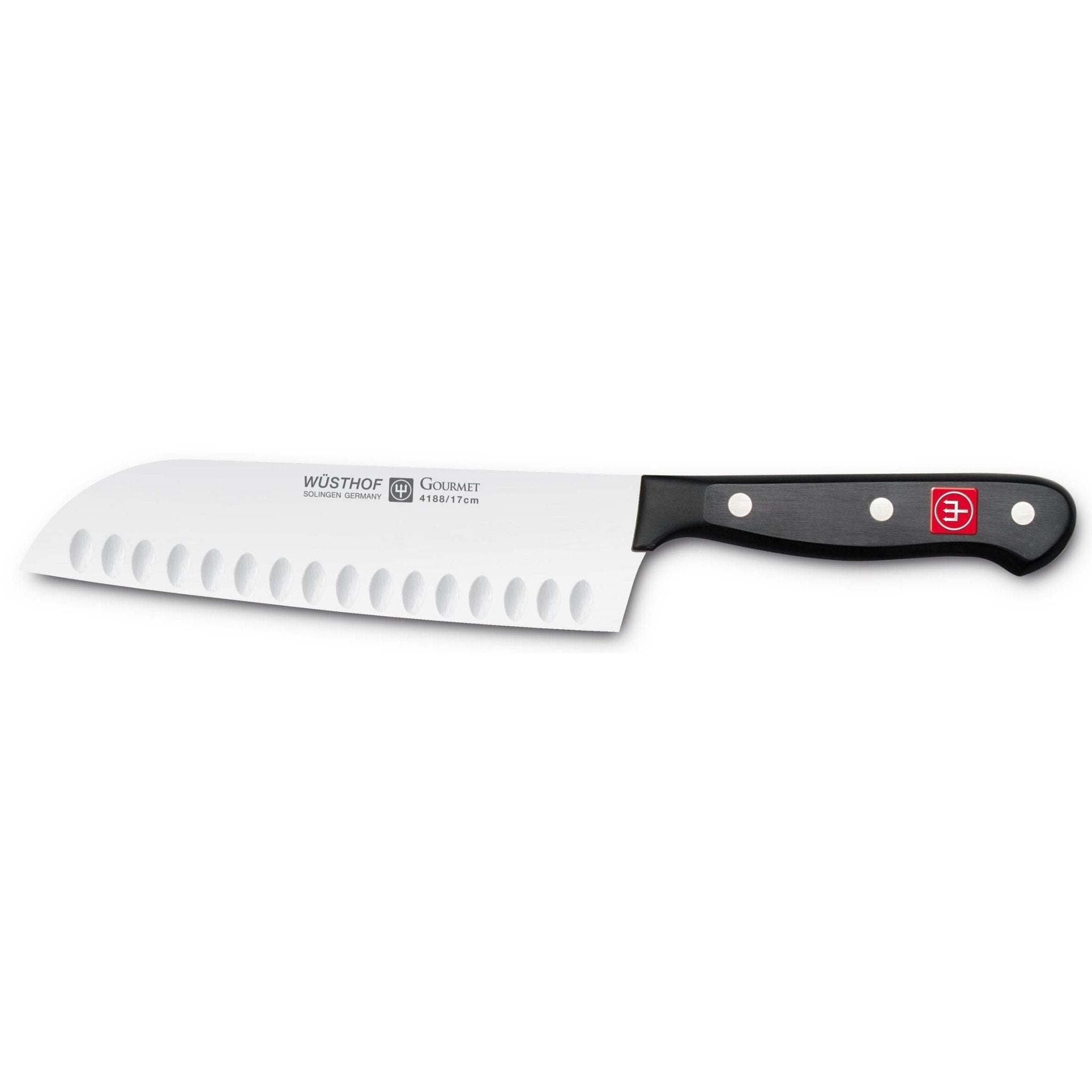 Wusthof Gourmet Black 7" (17cm) Hollow Ground Santoku Knife
