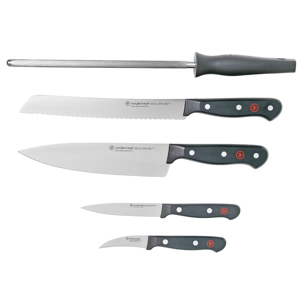 Wusthof Gourmet Black Knife Block Set - 6 Piece