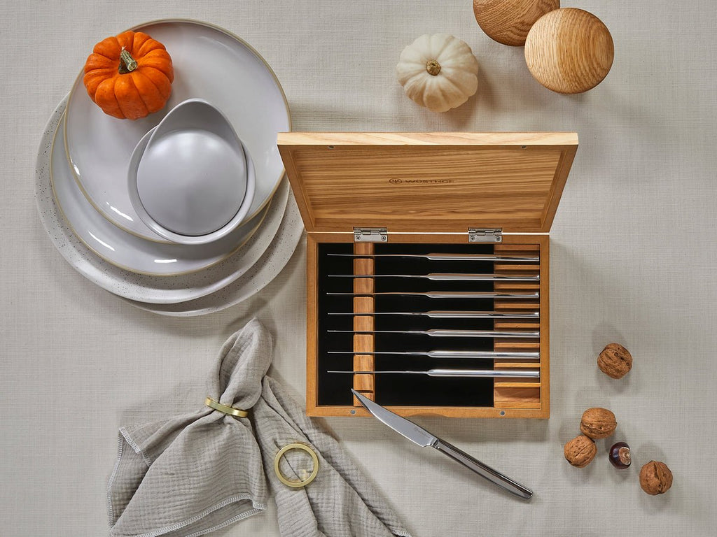 Wusthof Stainless Filet Mignon Steak Knife Set In Olivewood Gift Box - 8 Piece
