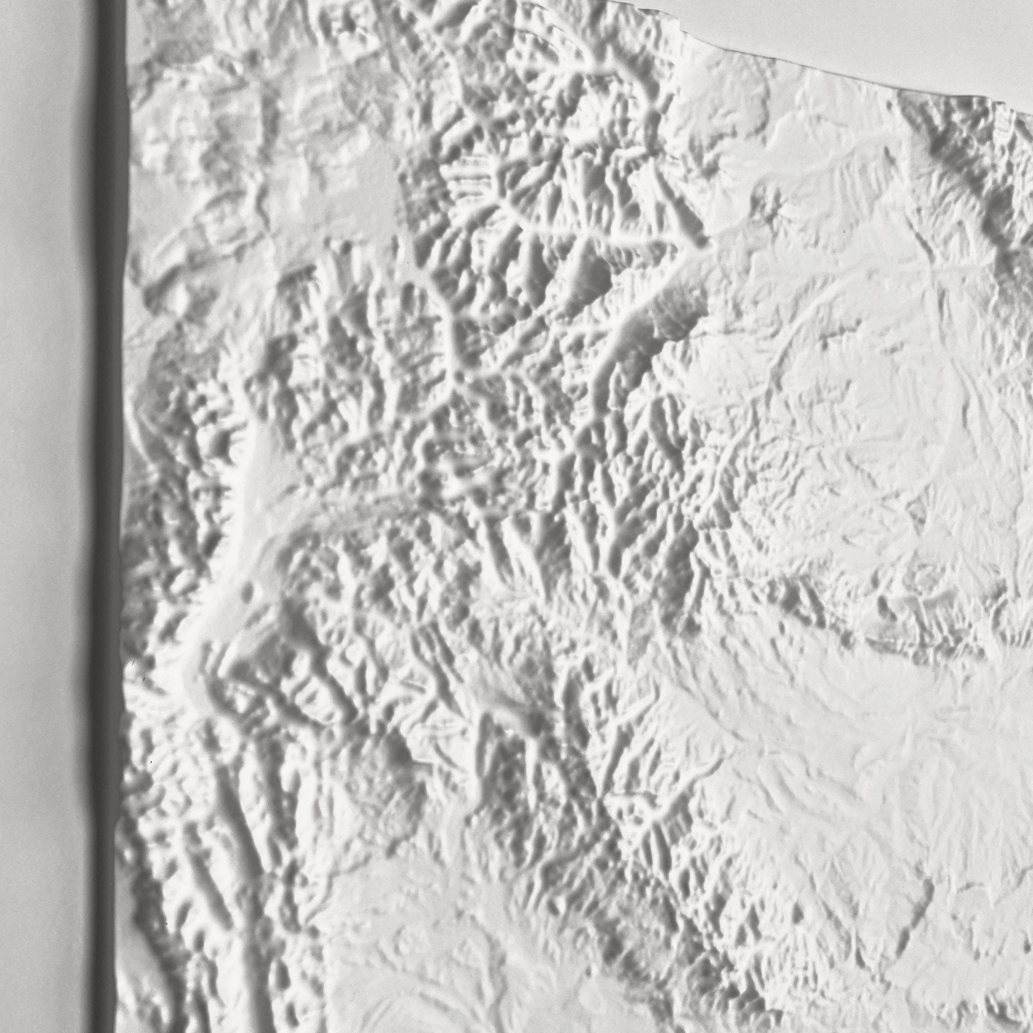 Wyoming - White 3D Raised Relief Map