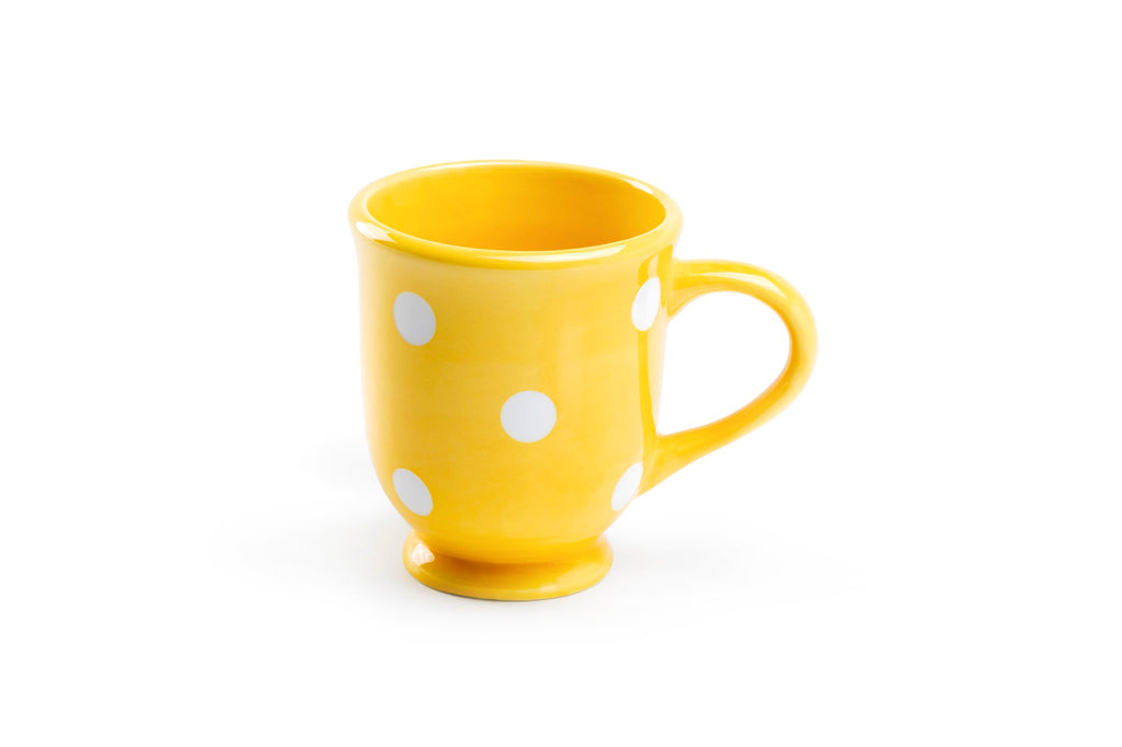 Polka Dots Mug - White on Yellow